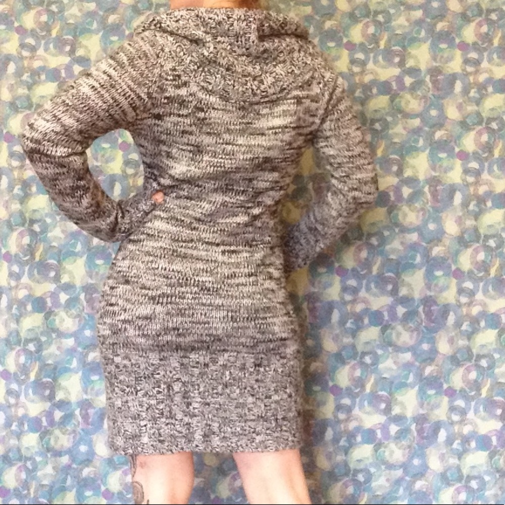 Marbled grey funnel neck sweater dress - Picture 2 of 3